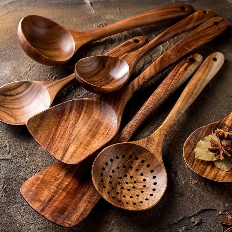 Non-Stick Teak Wood Cooking Utensils
