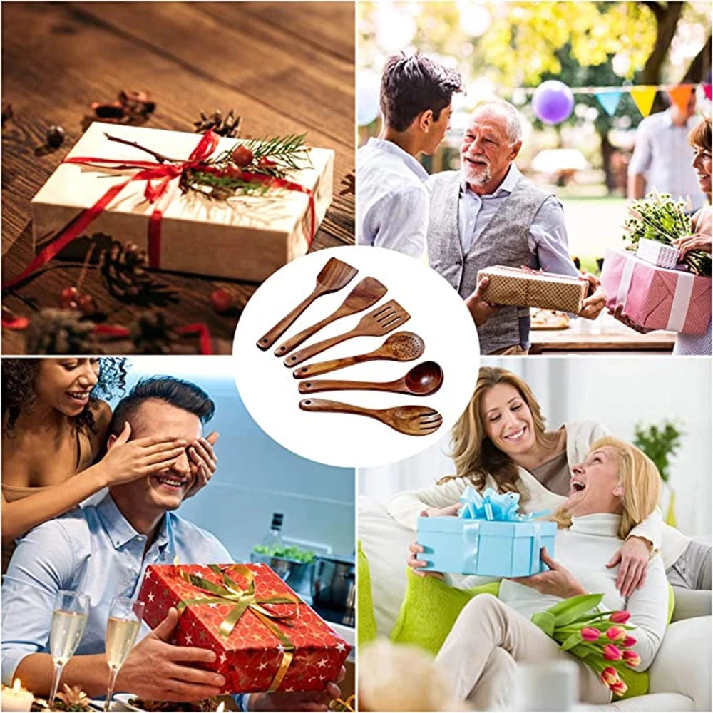 Non-Stick Teak Wood Cooking Utensils